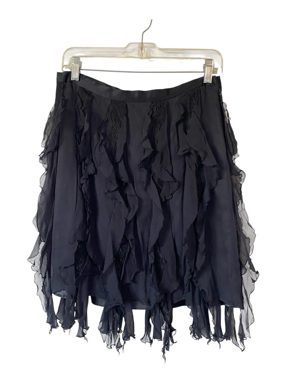 W.D.N.Y silk black ruffled mini skirt 
Women's Chiffon sz 10